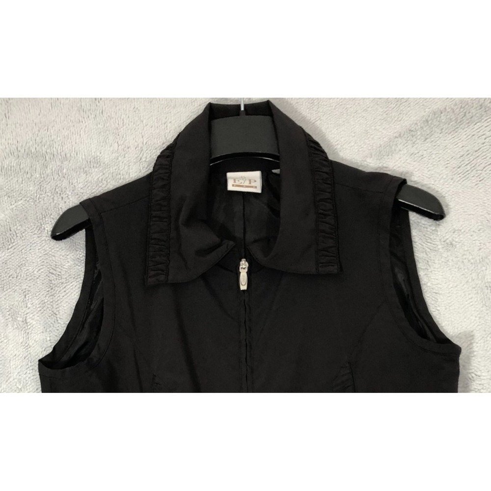 EP Pro Vest Women's Size Small Black Full Zip Sleeveless Ruched Pockets Golf